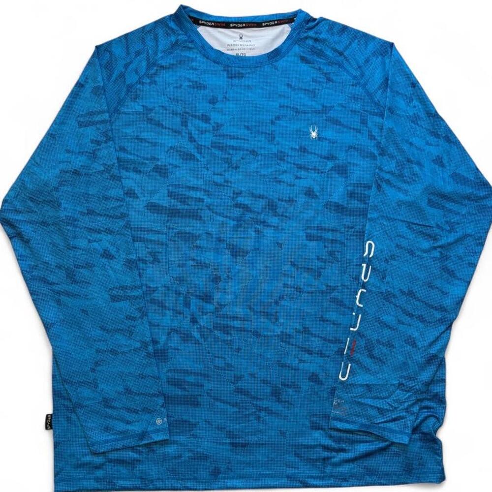 Spyder rash guard Blue camouflage long sleeve surf/swim shirt size XL brand new